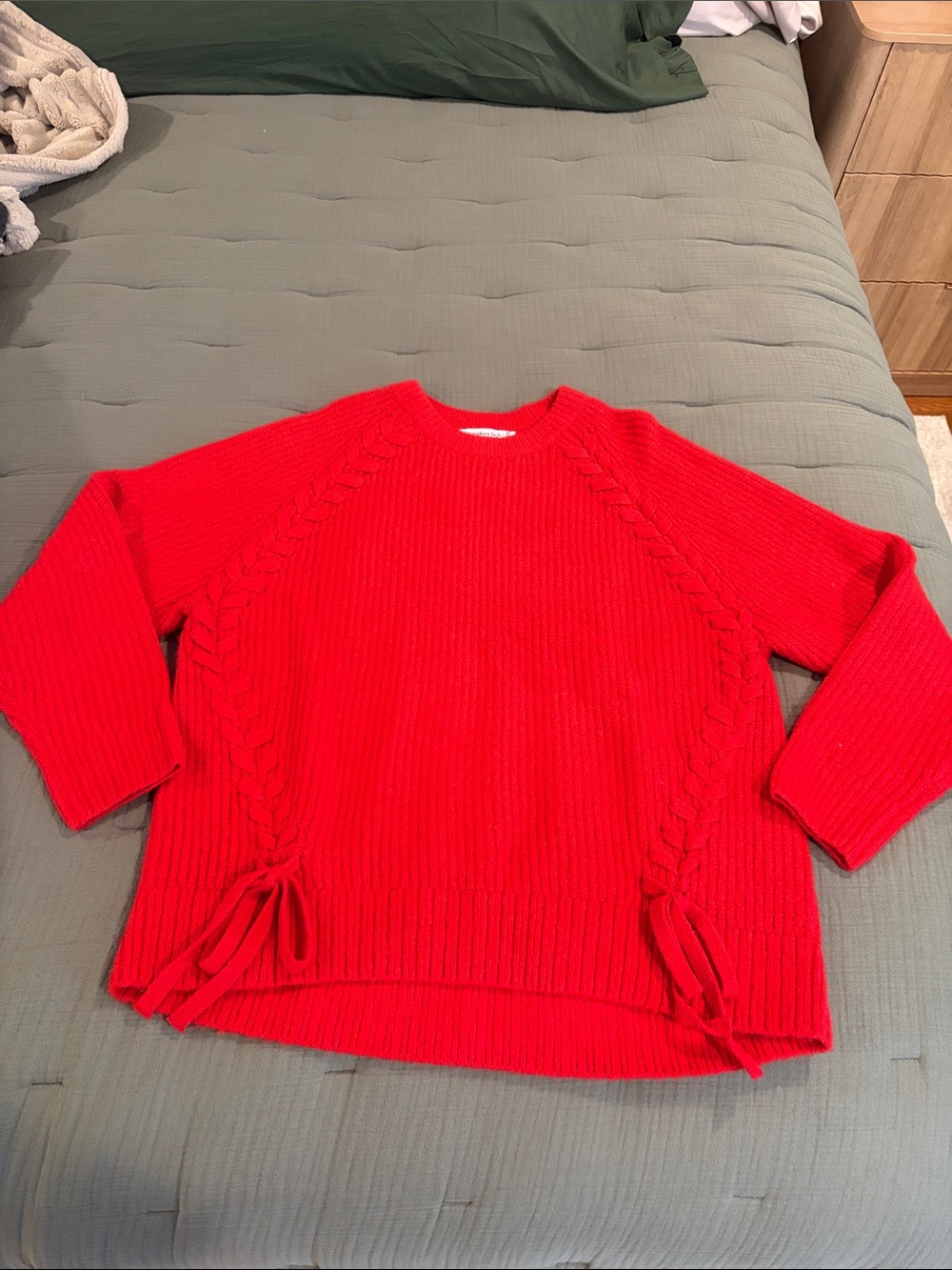 Abercrombie & Fitch Bright Red Cable-Accent Sweater